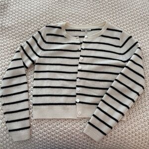 Clara Cashmere Crew Cardigan Striped